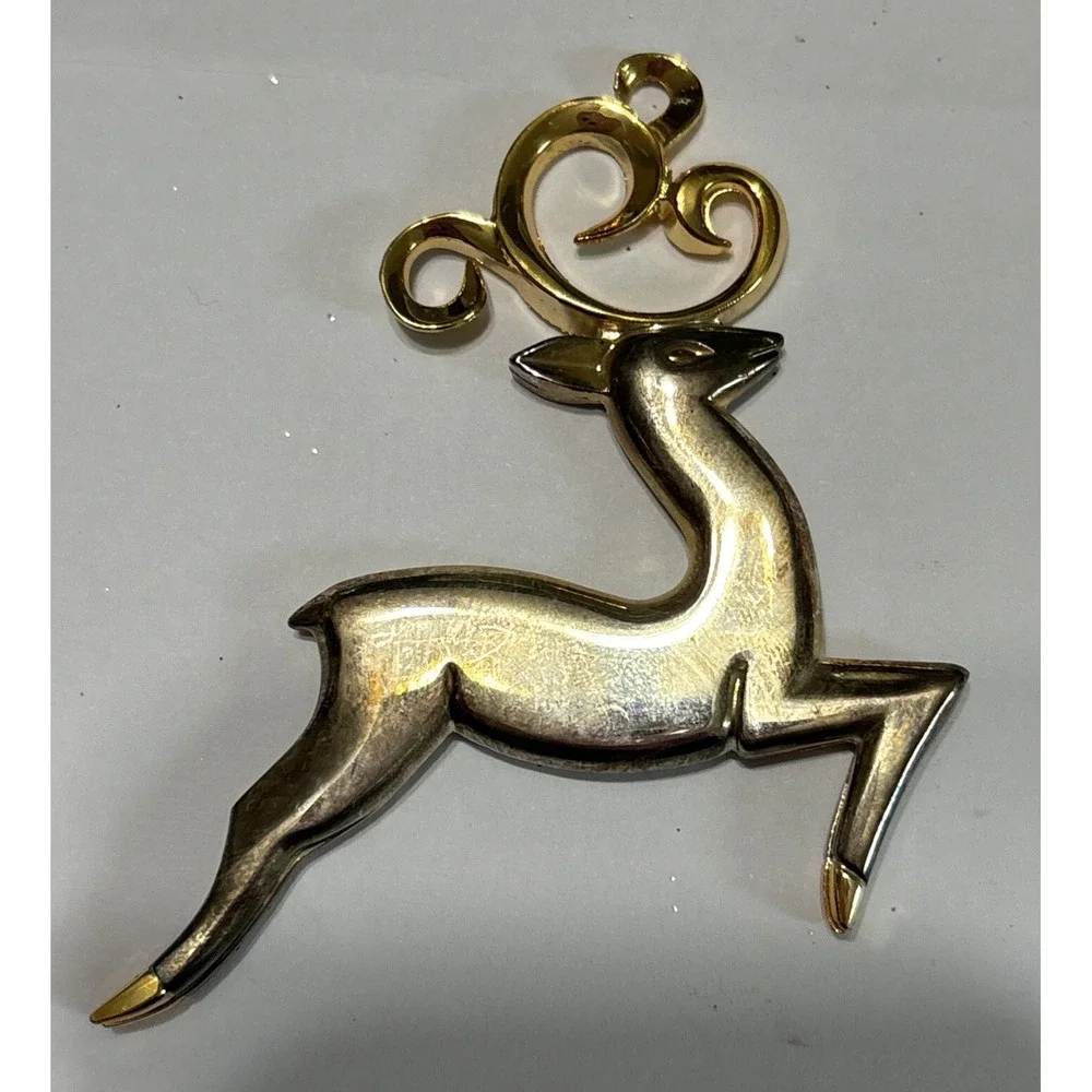 Vintage Lenox Christmas Reindeer Ornament Gold Tone 3